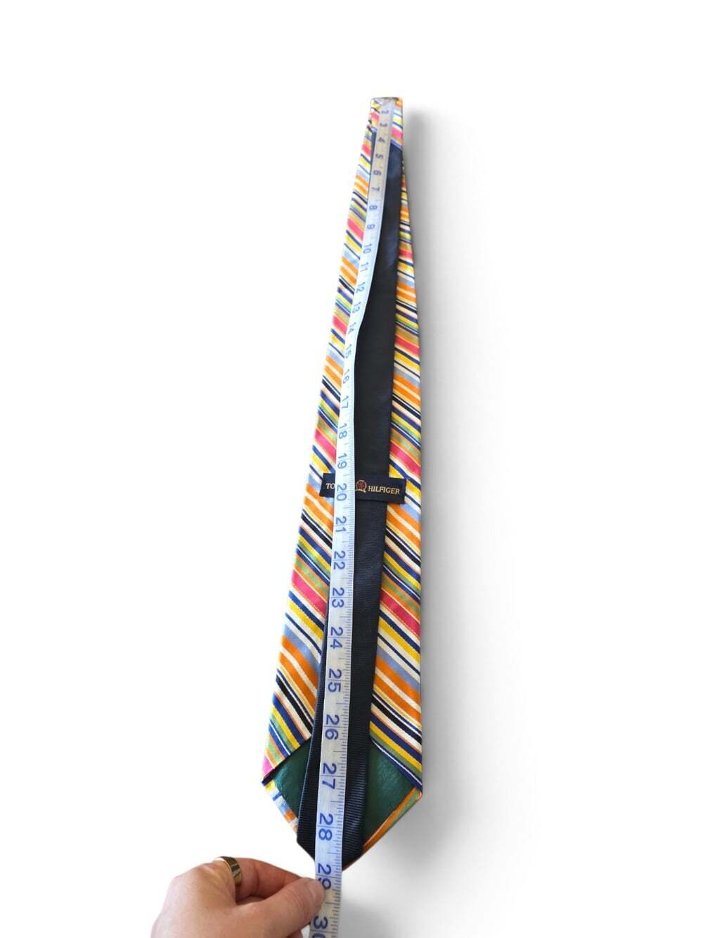 Vintage Tommy Hilfiger Tie 100% Silk Made in USA Multicolor Striped Necktie - Picture 16 of 16